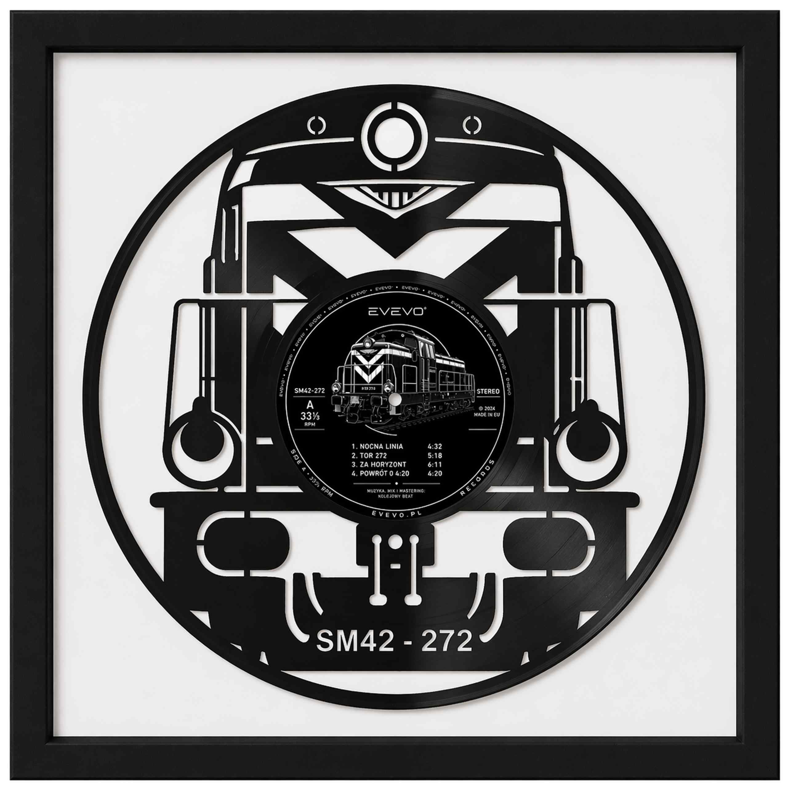 EVEVO Decorazione da parete in vinile con cornice, 32 x 32 cm, treno, decorazione da parete in vinile, motivo: loco a vapore, regalo per appassionati e collezionisti di ferrovie