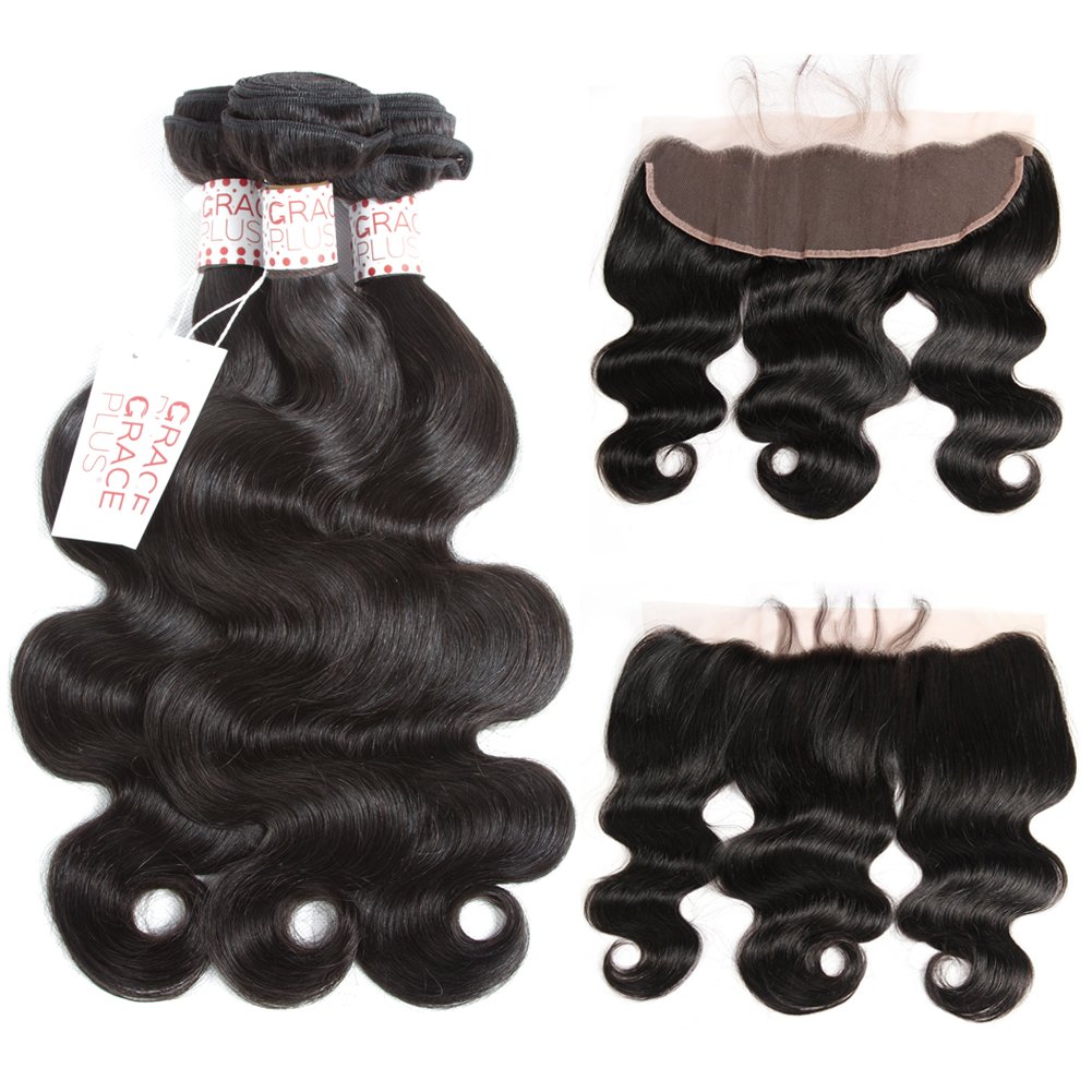 GRACE PLUS Body Wave HD Lace Front Wigs Human Hair 180% Density 5x5 HD Lace Closure Wigs Human Hair Pre Plucked with Baby Hair Brazilian Glueless Human Hair Wig for Black Women Natural Color (20, super natural black)