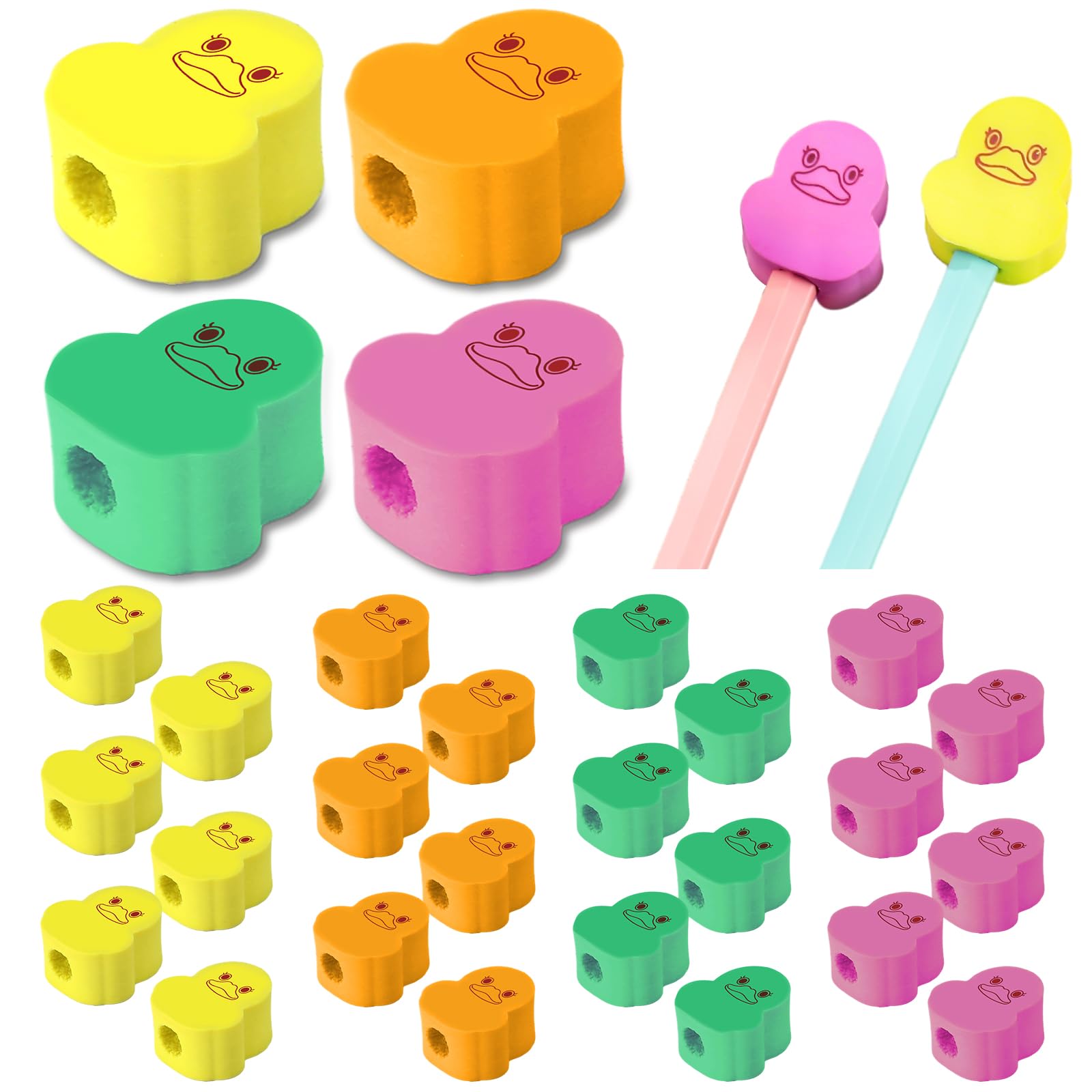 Confezione da 24 gomme da cancellare a forma di anatra a forma di piccola anatra, in gomma, da scrivania, per premi in classe, ricompensa per il gioco, forniture per il rientro a scuola