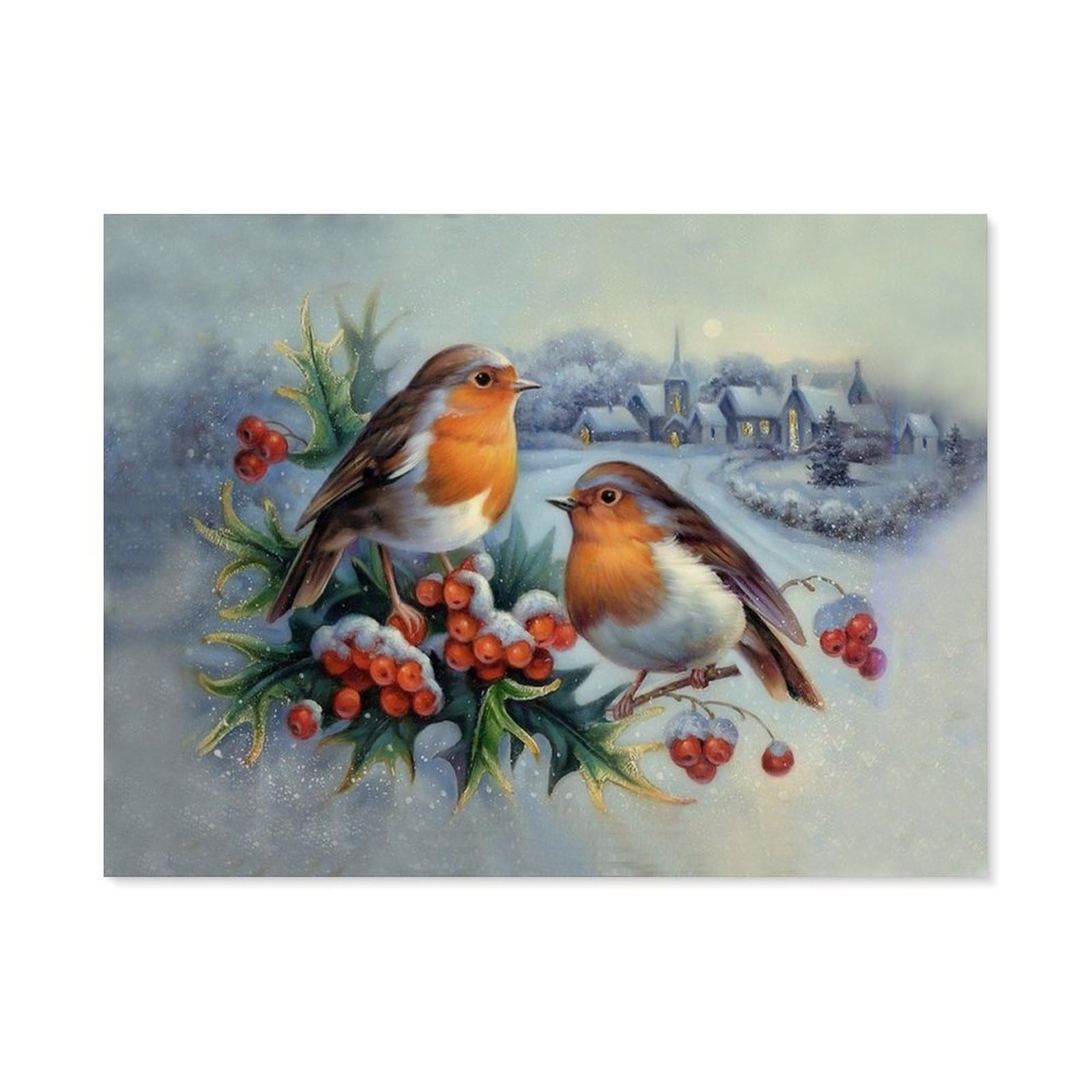 Paint by Numbers，Two Birds，DIY Paint by Numbers Kits for Adults Kids,Canvas Oil Painting with Brushes and Acrylic Pigment Paint by Numbers Arts Craft for Home Wall Decor(20x30cm) 7.8x11.8 inches-H4