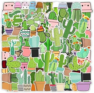 Stickers for Water Bottles, 50Pcs Waterproof Vinyl Cactus Stickers Packs for Laptop, Skateboard, Hydro Flask, Computer, Phone, Scrapbook, Cute Aesthetic Stickers for Girls Women