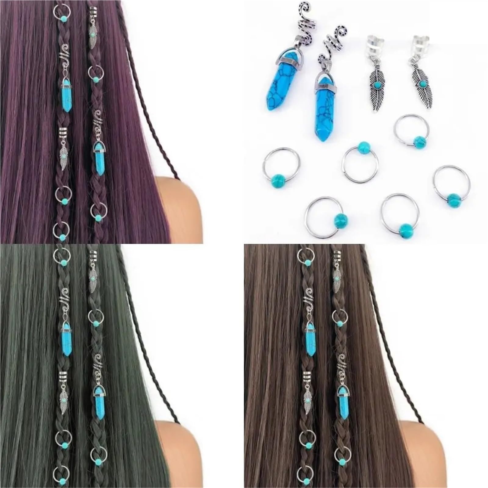 80 piezas anillo for el cabello hueco con estrella y luna