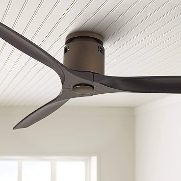 52" Windspun Bronze Black DC Hugger 3 Blade Indoor Ceiling Fan with Remote | Rustic Farmhouse Style Oil Rubbed Wood for Living Kitchen House Bedroom Family Dining Room Office