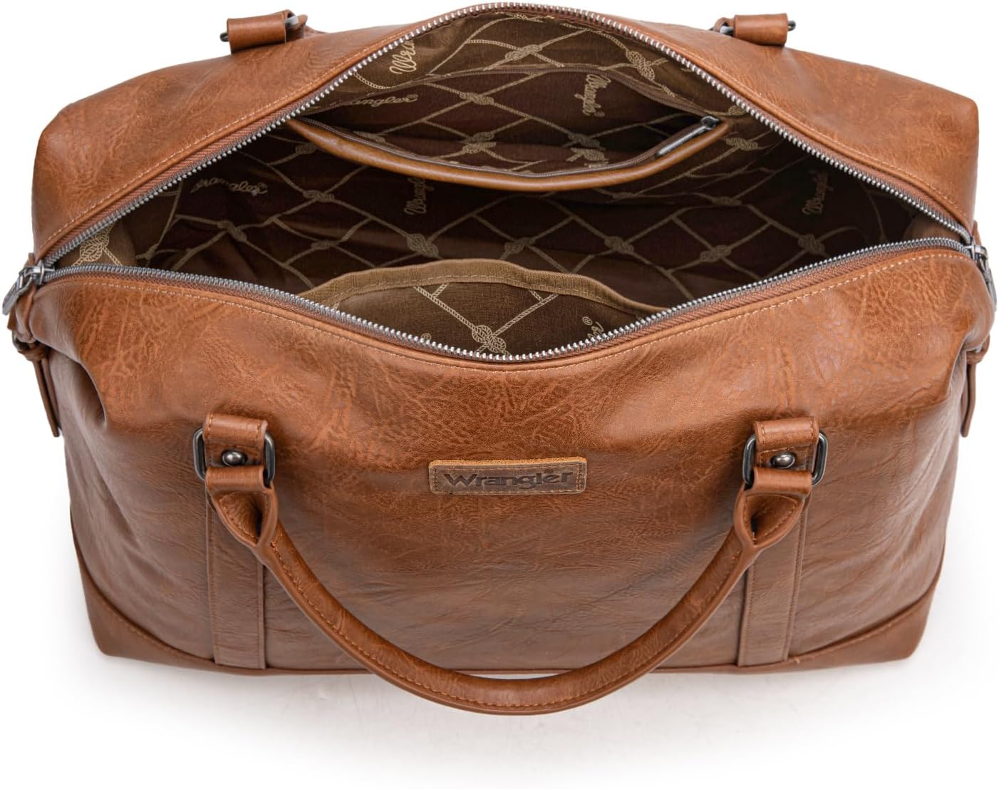 Wrangler Duffel Bag Large Travel Weekender Bag for Women Waterproof Carry on Overnight Bag for Gym,Trips,Weekends,Brown