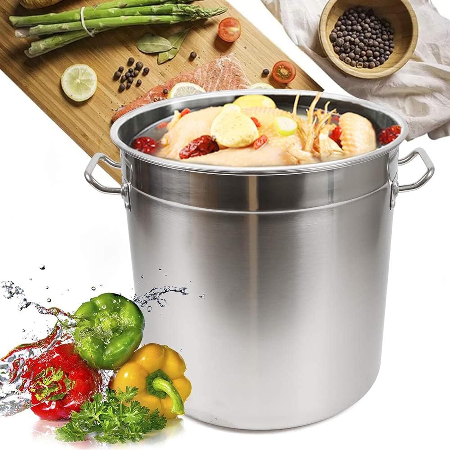 COYEUX Olla de Acero Inoxidable de 30 l con Tapa Ajustada, Olla para Preparar Cerveza con termómetro, para Todas Las Placas, Olla para Carne, Olla para Verduras, Estufa de Gas, eléctrica, cerámica