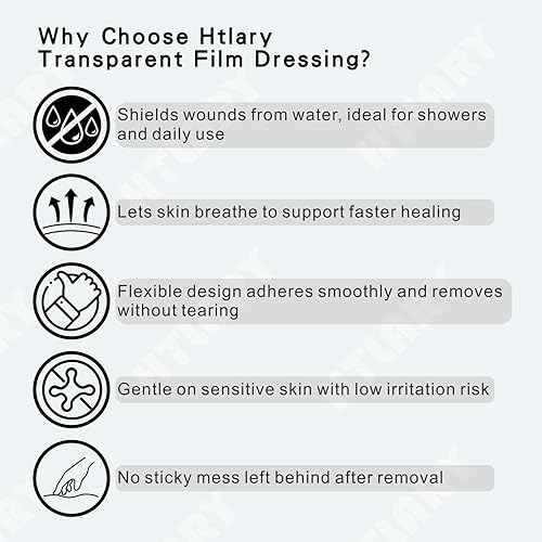 Miniatura 3 de Aderezo de película transparente de 4 x 5 pulgadas, 50 paquetes de parches adhesivos impermeables para vendaje de heridas, parches de cubierta de