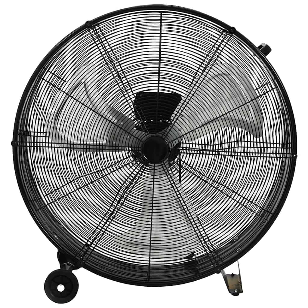 vidaXL Trommelventilator mit Rollen Industrie Bodenventilator Industrieventilator Windmaschine Ventilator Lüfter 77cm 240W Schwarz