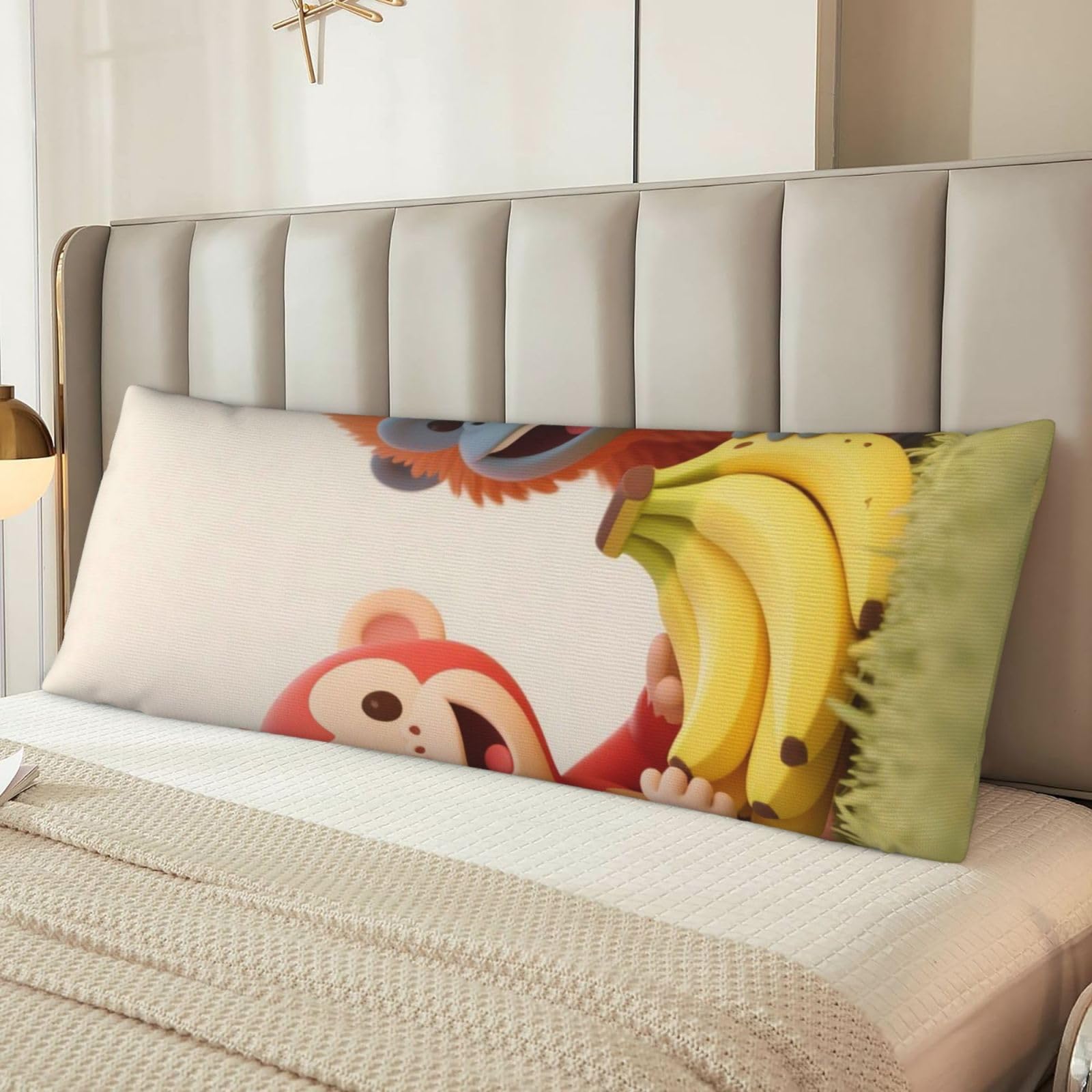 Red Monkey Orangutan Banana Body Pillow Cover with Hidden Zipper 54"X20",Ultra Soft Microfiber Long Pillow Case Decorative Bedding Pillowcase Cushion Cover Cases for Bedroom Couch Sofa,Home Gifts