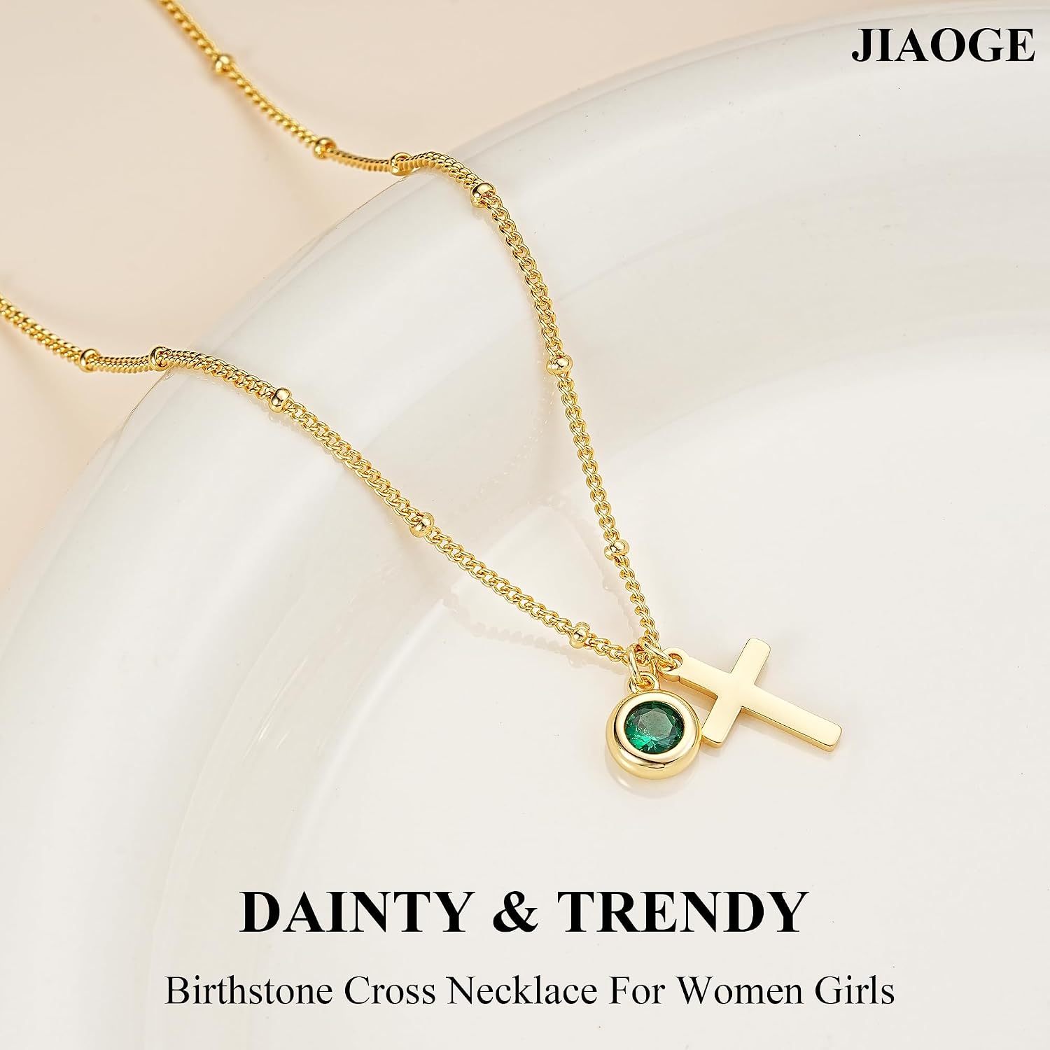 Birthstone Necklace for Women - Gold Cross Necklaces for Women Girls