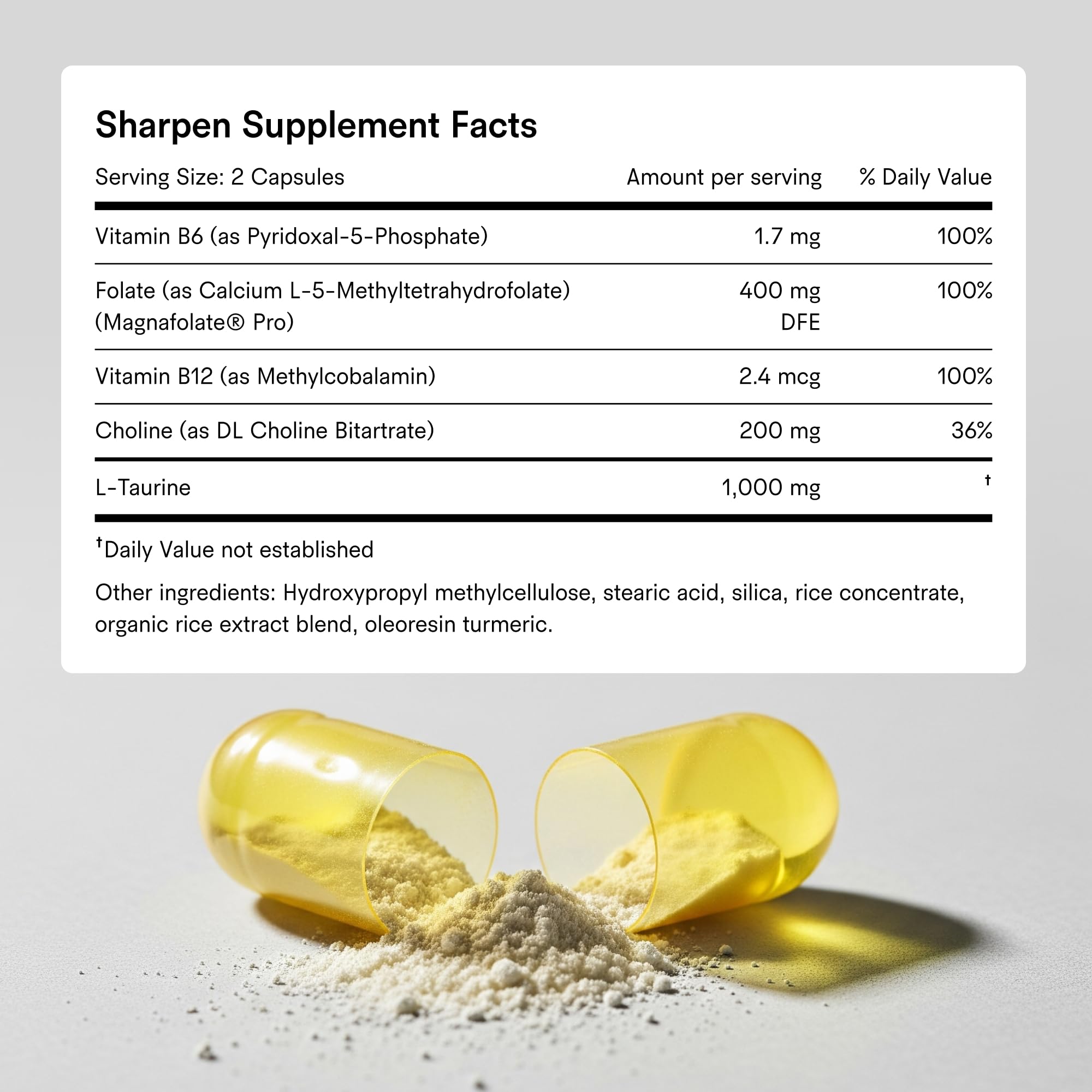Tally Health Sharpen Memory & Focus with Taurine & Choline, 60 Capsules — Amazon image 4