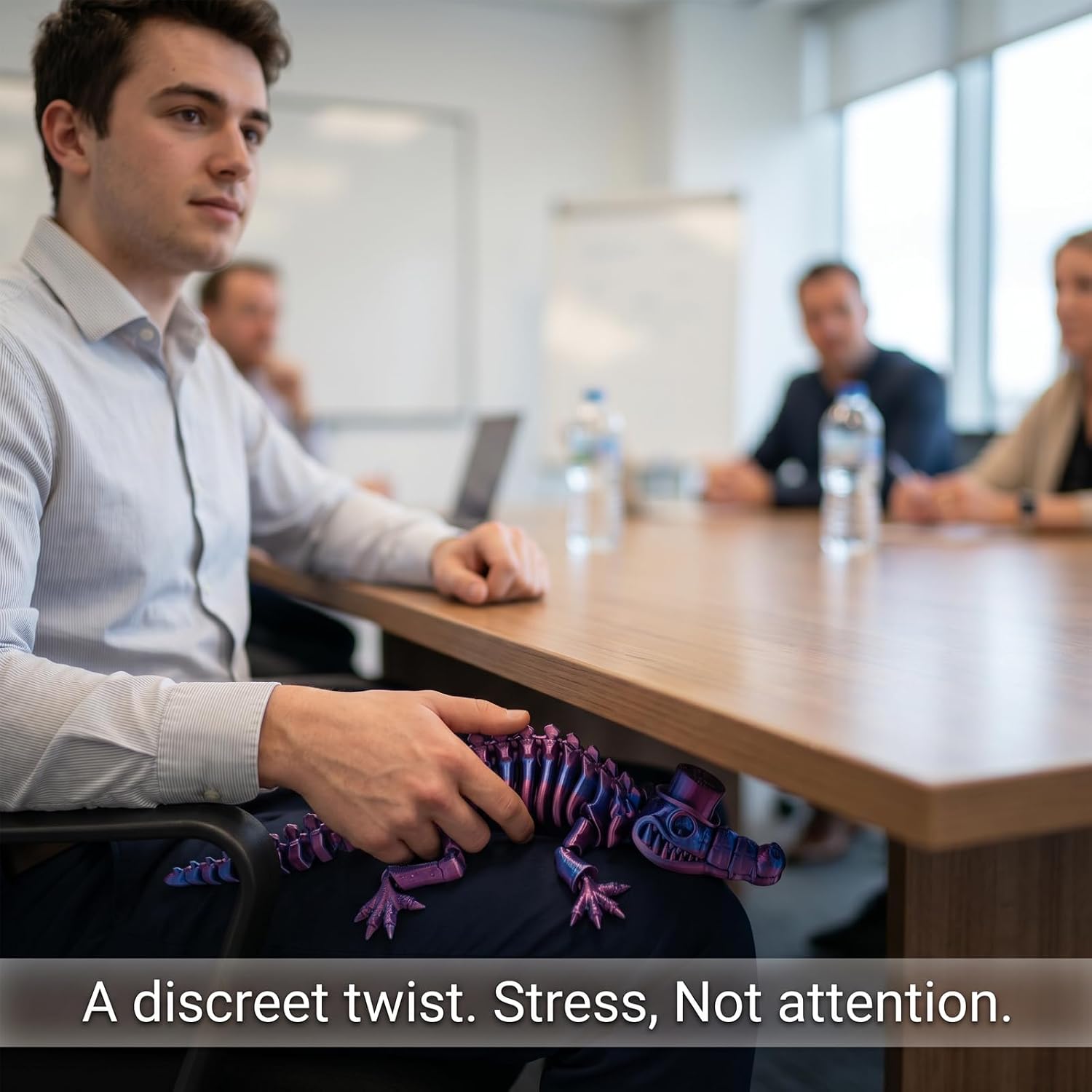 3D-Printed Desk Pet for Office: 32 Articulated Alligator Smooth Touch Twist Stroke Unwind - Help Ease Stress After 3 Hours at the Desk - Gift for Coworkers image 4