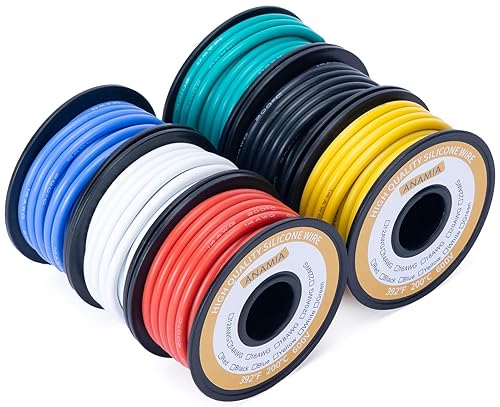 Vista 92 de ANAMIA Alambre de silicona de calibre 12 de 50 pies, color azul, flexible 12 AWG, cable de batería de cobre estañado trenzado, alta temperatura
