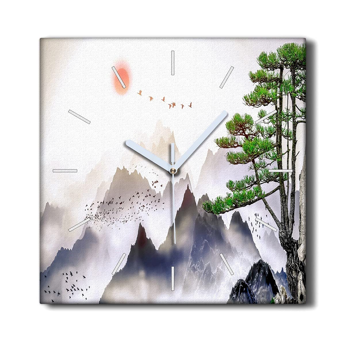 Décoration murale de salon avec horloge en toile silencieuse