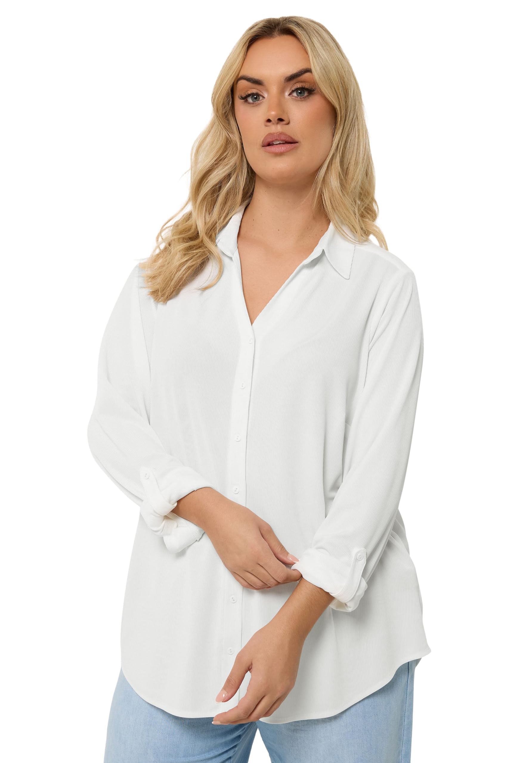 Yours Women's Ivory Ribbed Shirt In | : 30/32