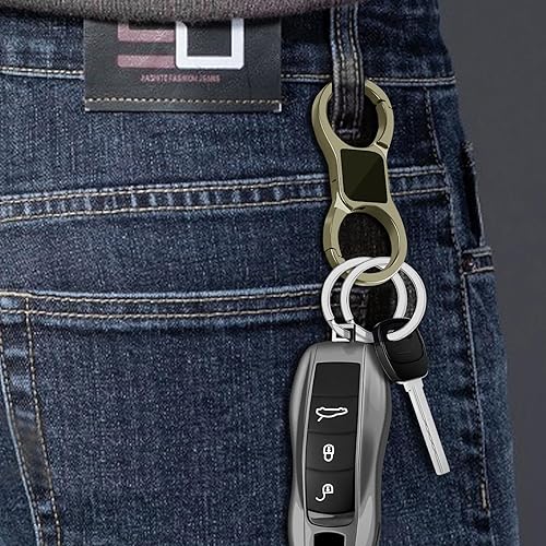 Miniatura 6 de Idakekiy Llavero de liberación rápida con resorte con 4 llaveros, llavero de coche resistente organizador para hombres y mujeres