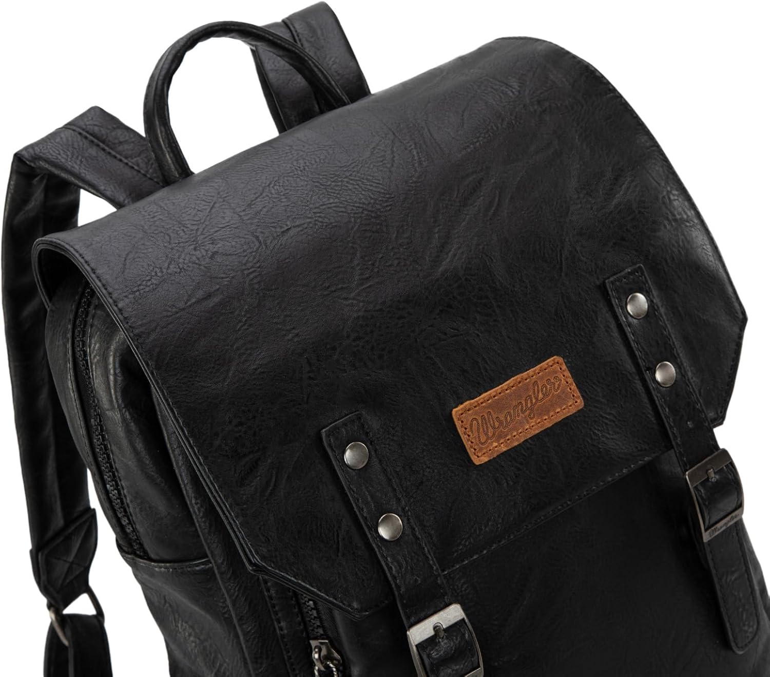 Montana West × Wrangler Backpack for Women Men Unisex Stylish Business Work Backpack Purse Black Vegan Leather Backpack - Image 6