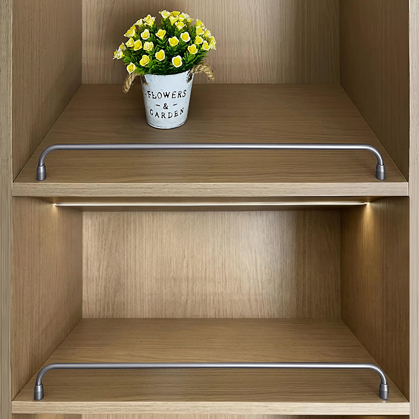 Anti-Fall Bookshelf Shelf Guard Rail 2 Pack, Home Bathroom Kitchen Pantry Warehouse Cabinet Fence Edge Guardrail Item Retaining Bar，2 Inch Tall(Grey,Long 35in/89cm)