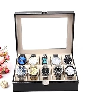 تخزين أنيق – صندوق من طبقتين لتنظيم المجوهرات والساعات، مزوّد بعدّة حجرات، بتصميم متين وعصري، مثالي للاكسسوارات، الأبعاد 23 × 17 × 9 سم، اللون أسود.