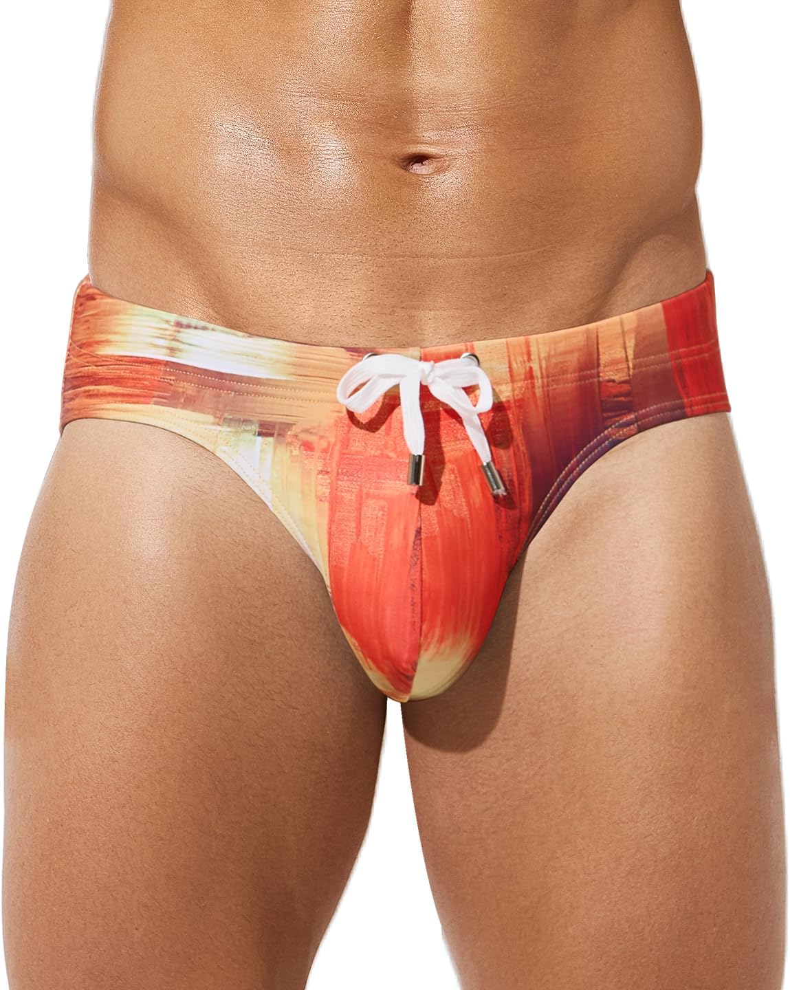 Arjen Kroos Mens Swim Briefs Sexy Bikini Briefs Printed Beach Swimsuit with Drawstring Quick Dry Bathing Suit