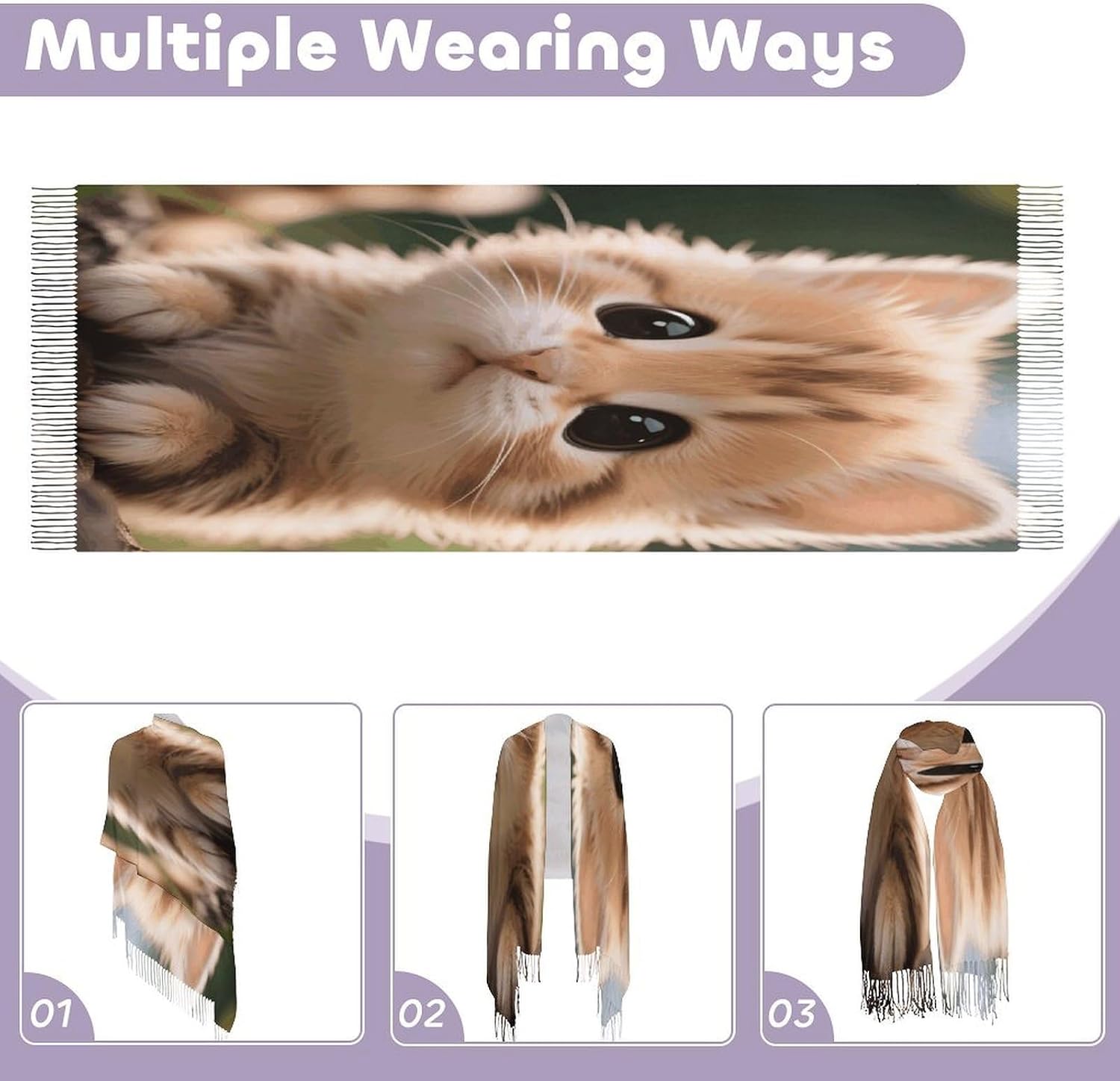Cute Animals Scarfs for Man Women Winter Scarf Fashion Long Shawl Wraps Classic Tassel Scarfs Soft Blanket Scarves