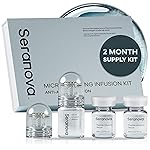 Seranova Micro Infusion System for Face & Neck 0.05mm Stamp with Hyaluronic Acid & Collagen Peptide Serum for Firmer Smoother-Looking Skin, Easy 5-Minute At-Home Skin Care Application - 2 Month Supply