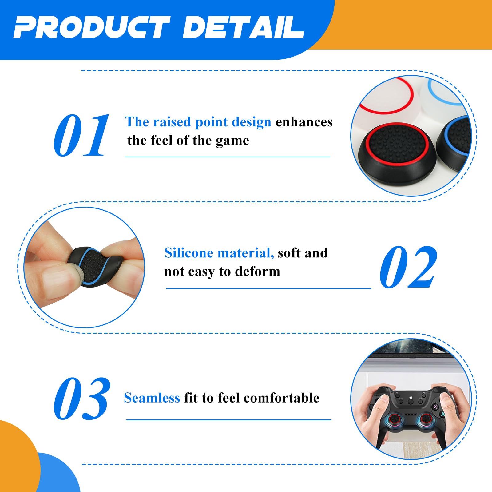 AXFEE Thumbstick Kappen, 24 Stück Convex Thumb Grip Caps Set, Thumbstick Caps Grip, Silikon Joystick Schutz Aufsätze, Gaming Zubehör Controller Zubehör für PS5 PS4 Xbox One Series X/S (12 Farben)