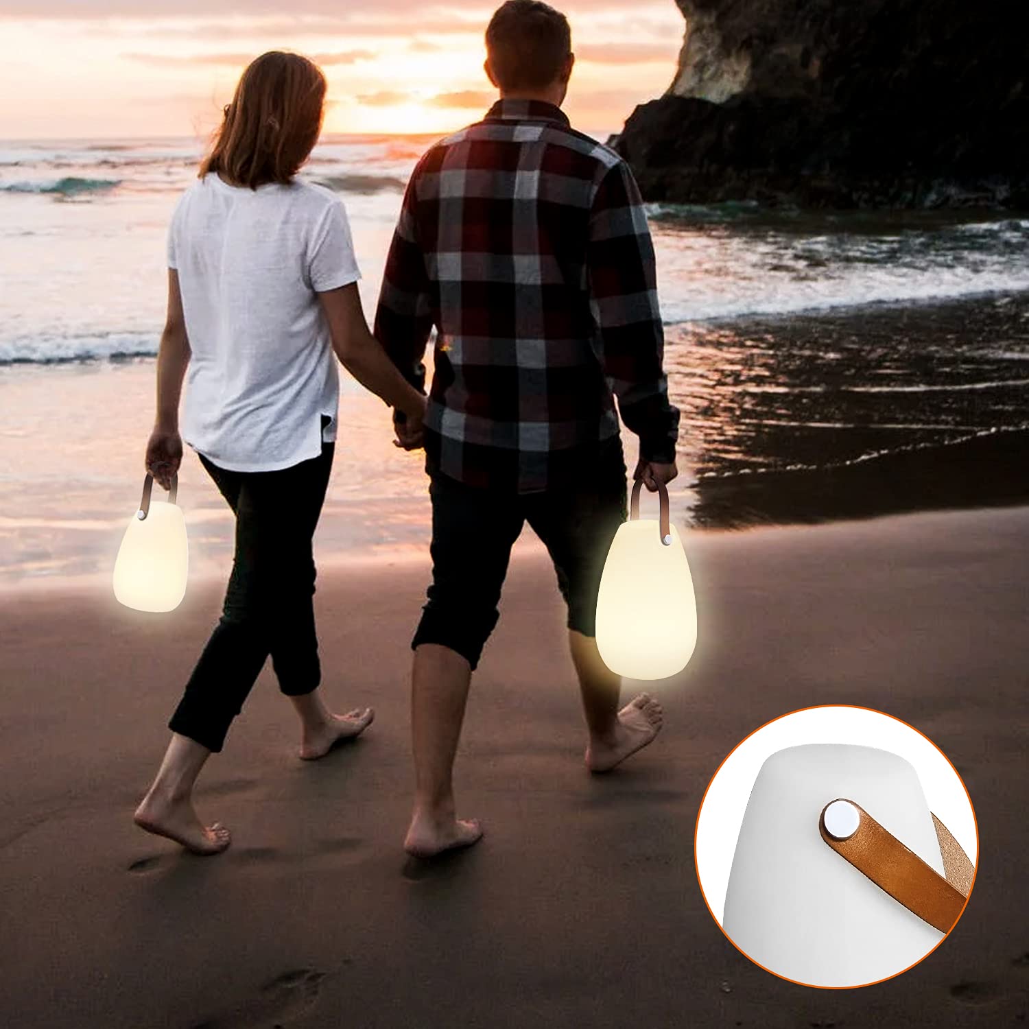 MALUX 2 Stück LED Outdoor Lampe Dimmbare Kabellose Tischlampe IP44 Laternen mit Fernbedienung für Balkon Garten Hof und Camping