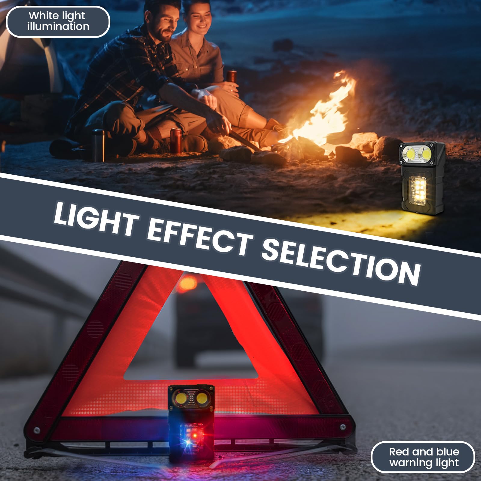 Lampe Torche EDC Rechargeable 1200 Lumens – Double Source, Rotative, Magnétique, Avec Feux Rouge/bleu, Pour Outdoor