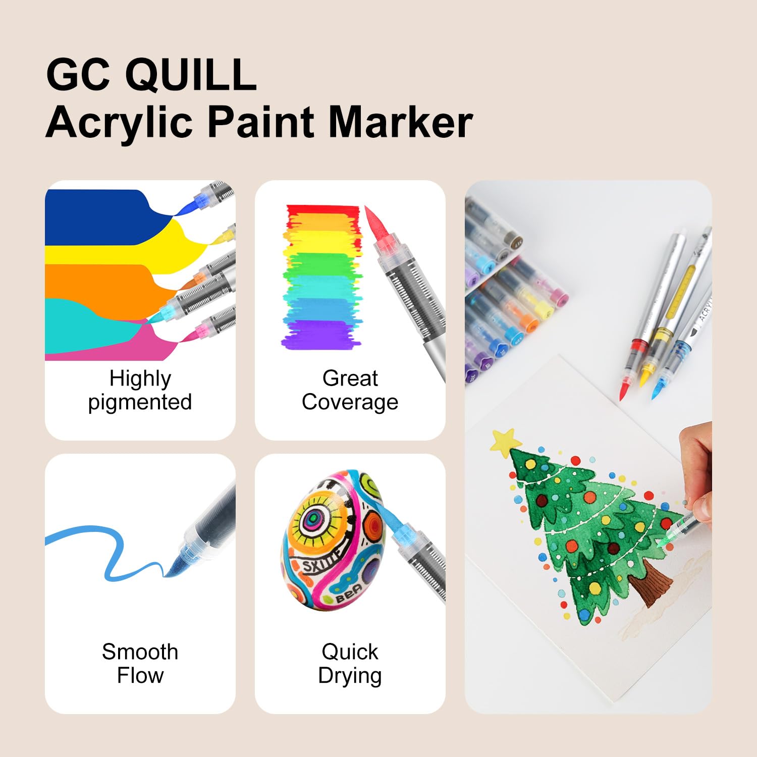 Set 48 Pennarelli Acrilici GRAPH'IT GO Doppia Punta Brush e Fine