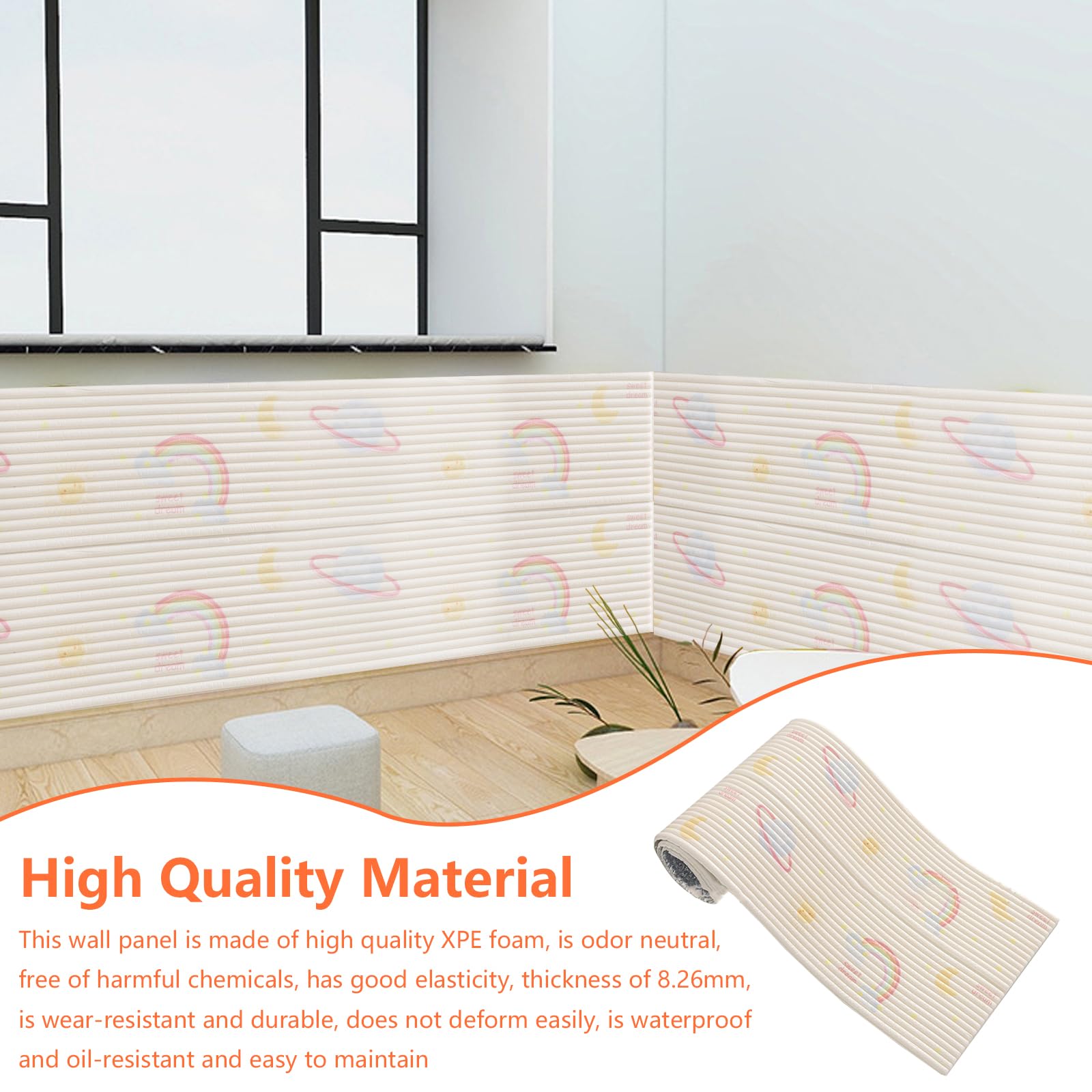 Panneaux Muraux Capitonnés, 40 * 200cm Coussins Muraux Anti-Collision Autocollants Panneaux Muraux 3D Capitonnés Décoration Protection Murale pour Salon Et Chambre