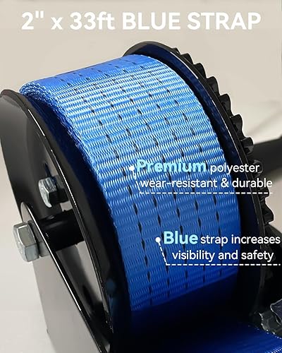 Miniatura 9 de Cabrestante de mano para remolque de barco, 1600 libras, con correa de 26 pies, relación de engranaje 41, cabrestante portátil de 2 vías para barco,