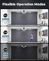 Vista 3 de Luz de garaje con sensor de movimiento, luz de taller con sensor de movimiento de 8000 lm con 3 modos de interruptor, bombilla activada por