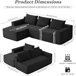 Zevemomo 96.9" Convertible Sofa Bed, L Shaped, Left Facing Chaise, Black | Soft Fabric Sleeper Sofa, Modular Sectional Sofa for Living Room, No Assembly Required