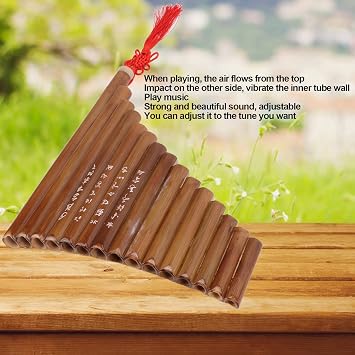 Bamboo Pan Flute 15 Pipes G Key Natural Bamboo Musical Instrument for Beginners Adults Kids Easy to Play Traditional Chinese Folk Wind Instrument