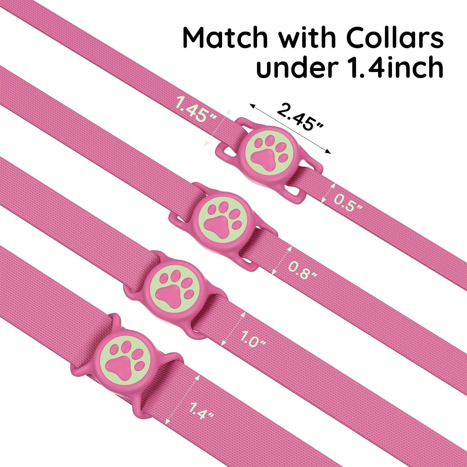 Waterproof Silicone AirTag Holder for Dog Collar,(Rose Red-Luminous) image 3