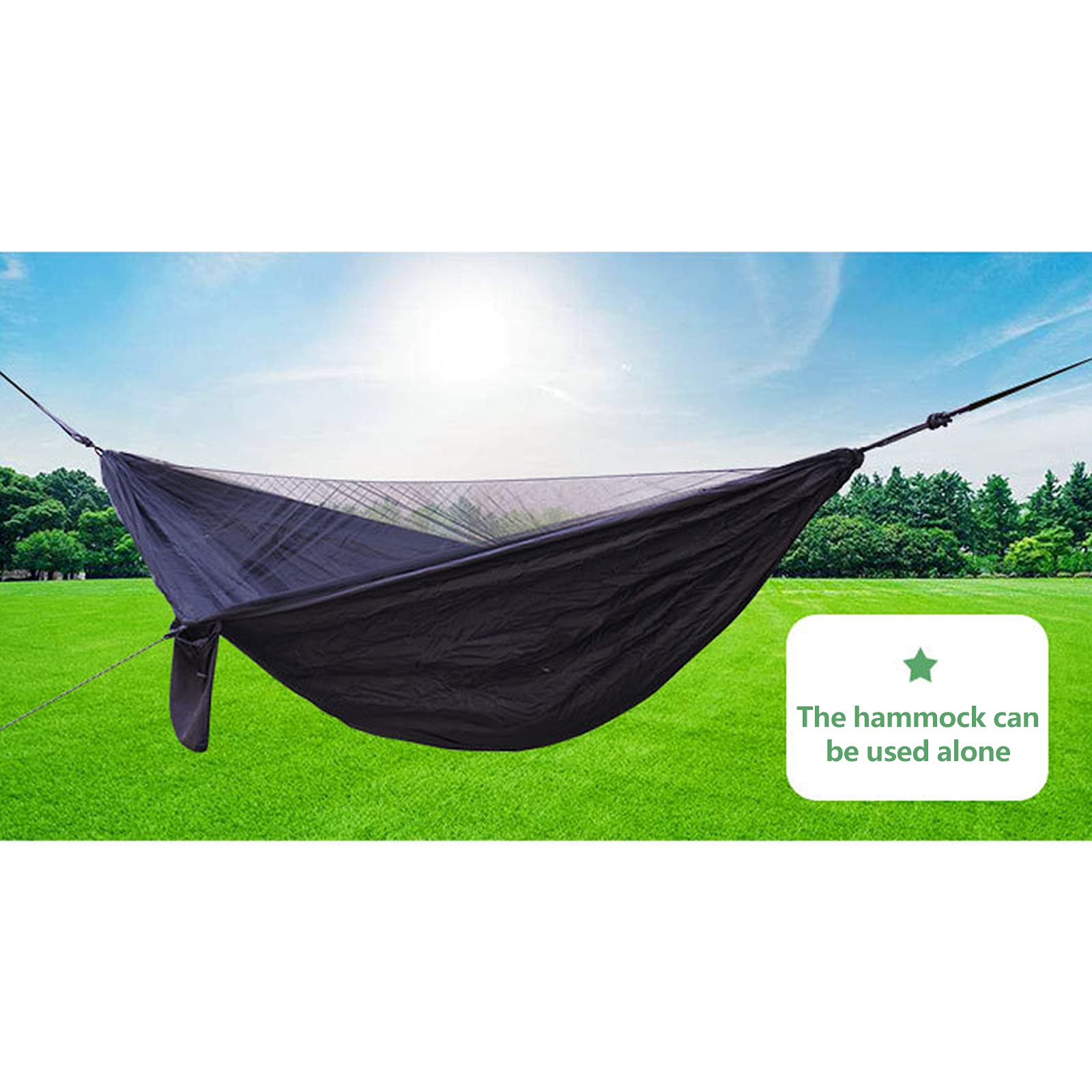 Hamaca portátil de camping con mosquitera para lluvia, correas de árbol, ligera y duradera, para senderismo, viajes y actividades al aire libre