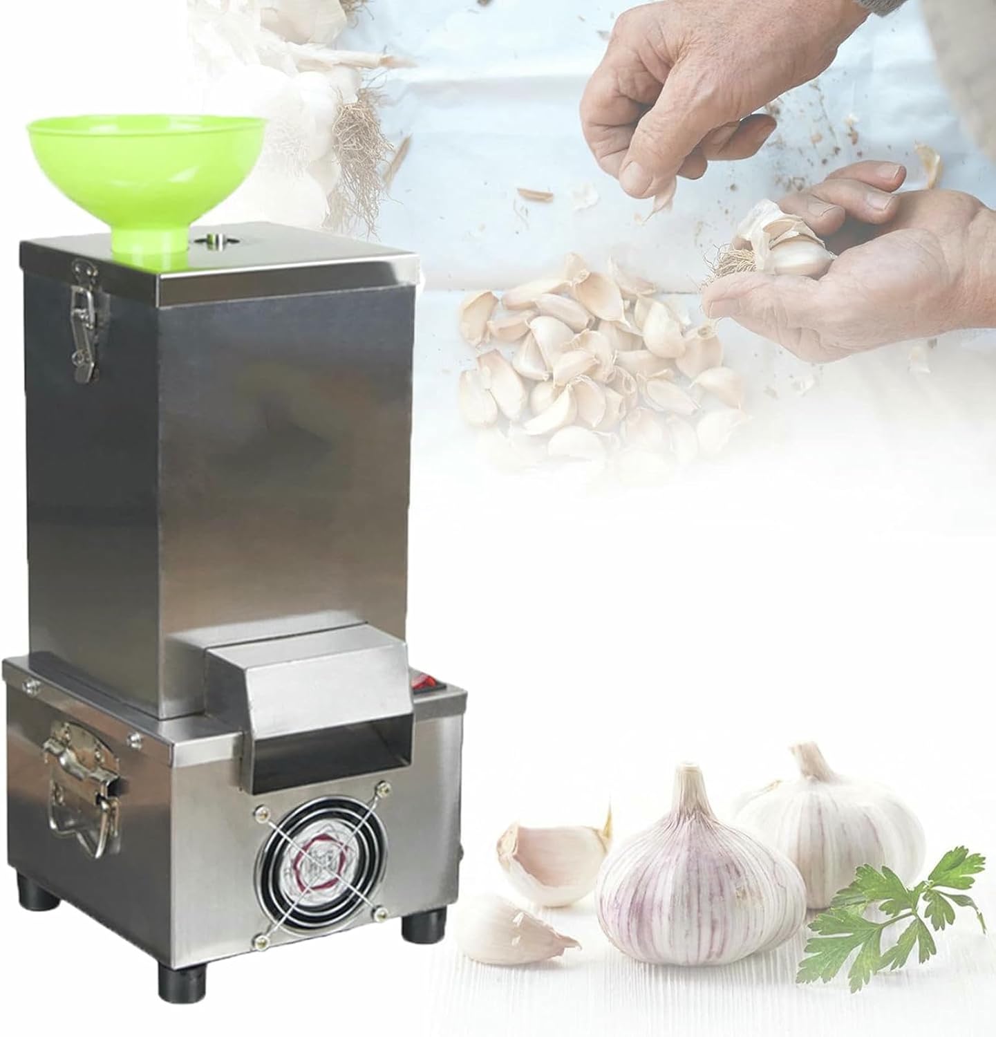 Electric Garlic Peeler Automatic Garlic Peeling Machine, 25kg/H 200w, Commercial Whole Garlic Peeler Stainless Steel Garlic Peeler Separator Kitchen Peeling Tool for Rest