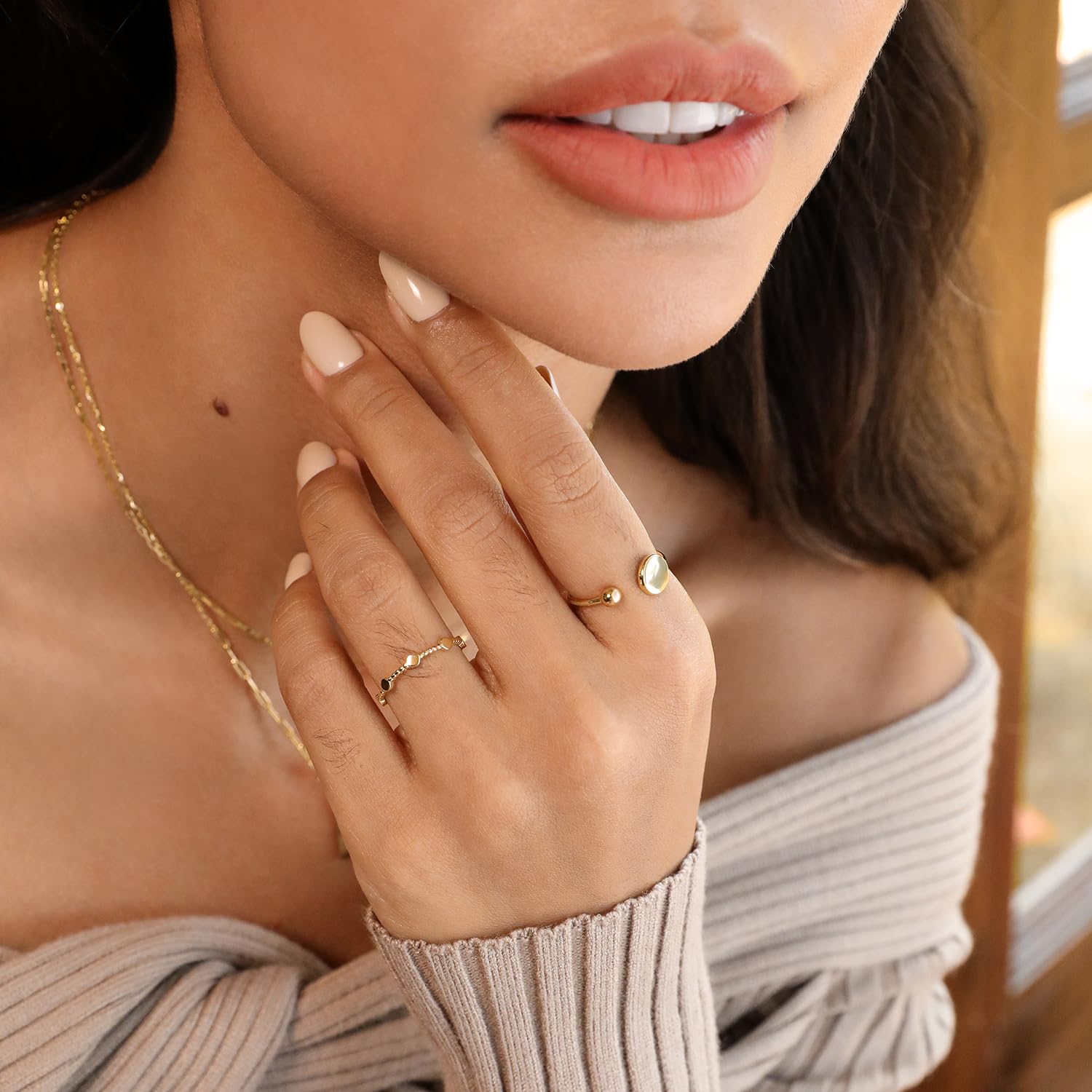 Meissa Anelli Donna Argento 925 Anello Abbraccio Ipoallergenico Anello Aperto Regolabile 10.5-16.5 Gioielli Regalo Migliore Amica Natale