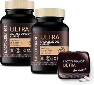 LACTOLERANCE ULTRA – Complément Alimentaire Double Action avec Lactase 20 000 FCC et Lipase 500 UI – Digestion Optimale du Lactose et des Graisses – Pack de 436 Comprimés – Fabriqué en France