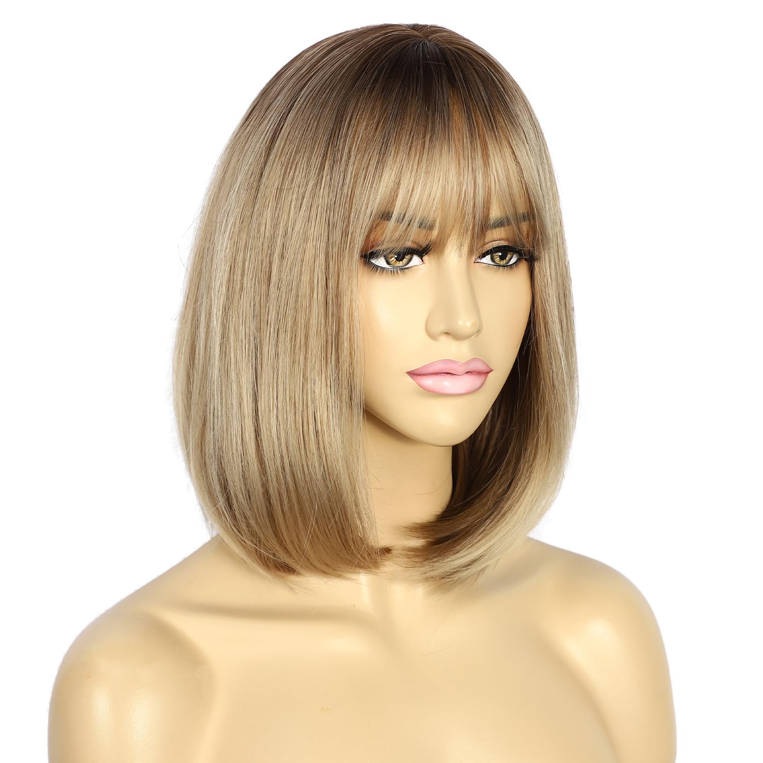 Sapphirewigs Blonde Wigs for Women Natural Blonde Bob Wig with Bangs Short Hair Daily Party Natural Looking 14 inch - Image 3