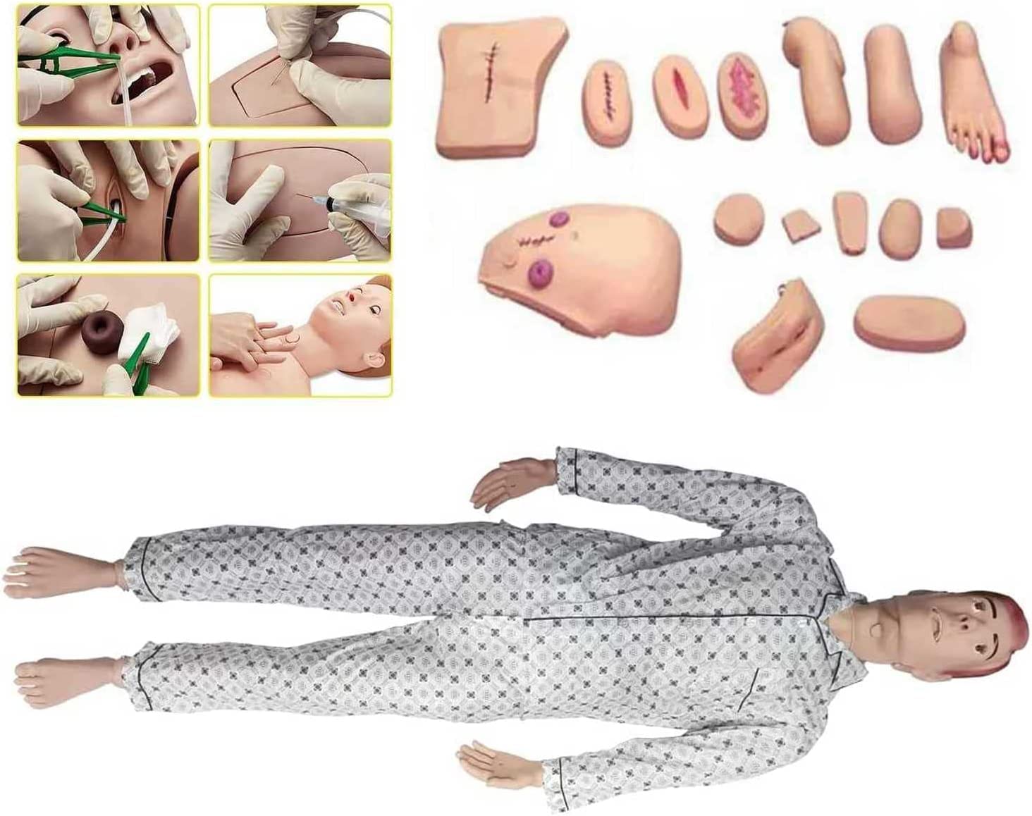 Dacun Men's Onecolor Geriatric Training Manikin Patient Care Skills Mannequin With Interchangeable Genitals And Trauma Modules, Anatomical Human Model For Nursing Medical Training Teaching