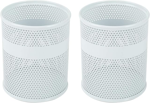 EasyPAG Mesh Desk Tidy Pen Pot Pencil Holder Makeup Brushes Storage Stationery Organiser,Pack of 2,White
