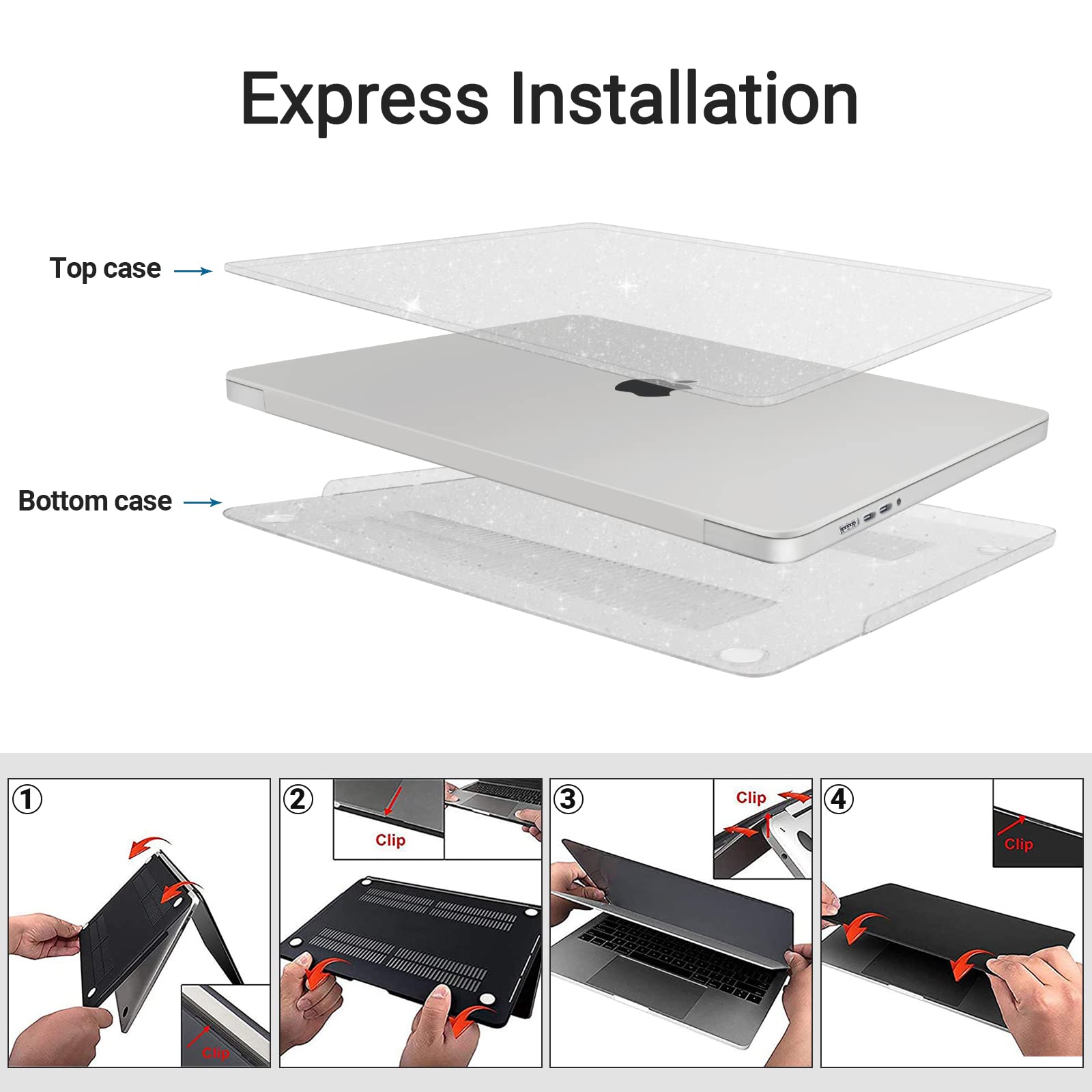 TECOOL Coque MacBook Pro 14 Pouces M5 M4 M3 M2 M1 Pro Max 2021-2026 Protection Rigide en Plastique Transparente