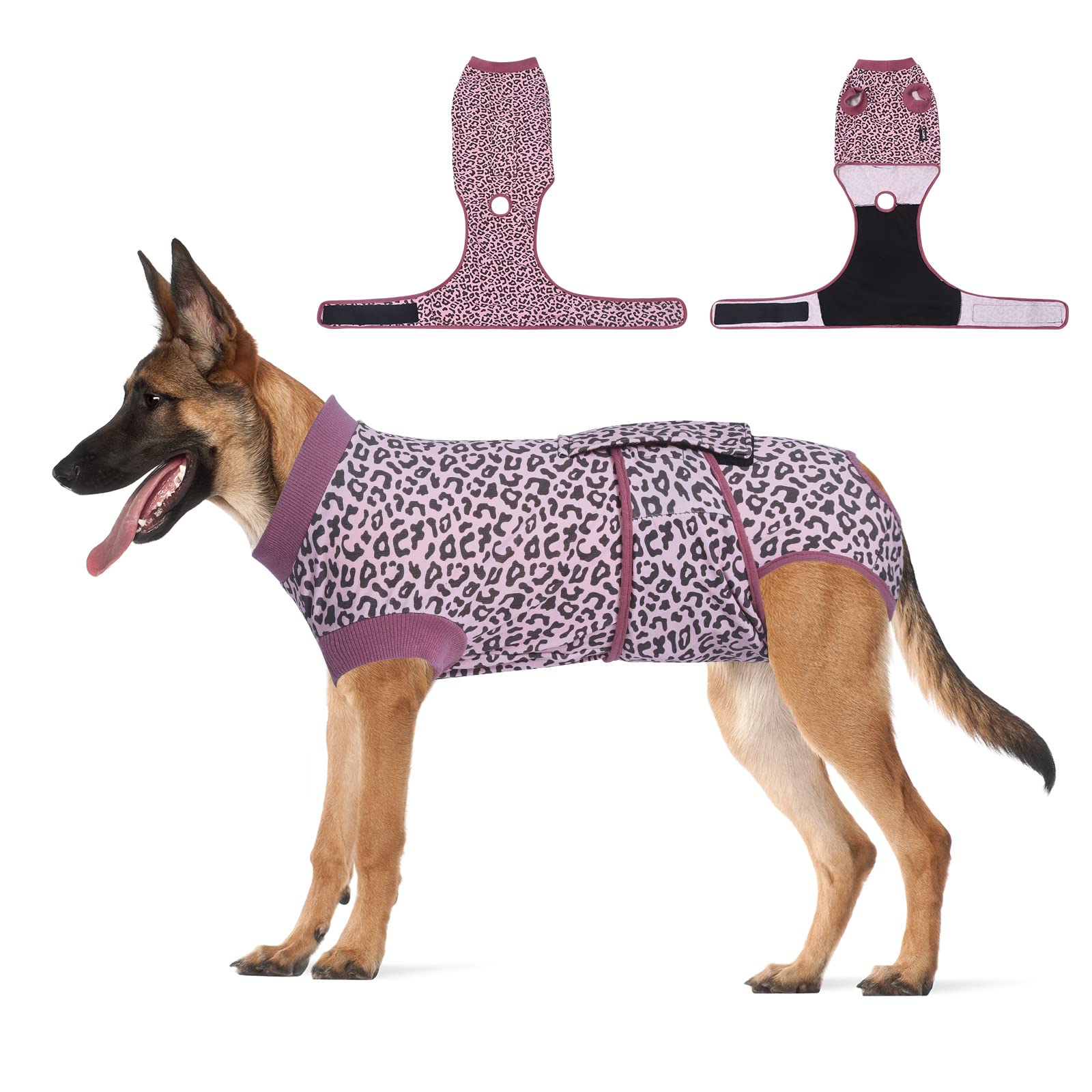 Jiupety Dog Recovery Suit Adjustable, Dogs Bodysuit for Abdominal Wound After Surgery, Substitute E-Collar, 3XL Size, Anti-Licking Surgical Dog