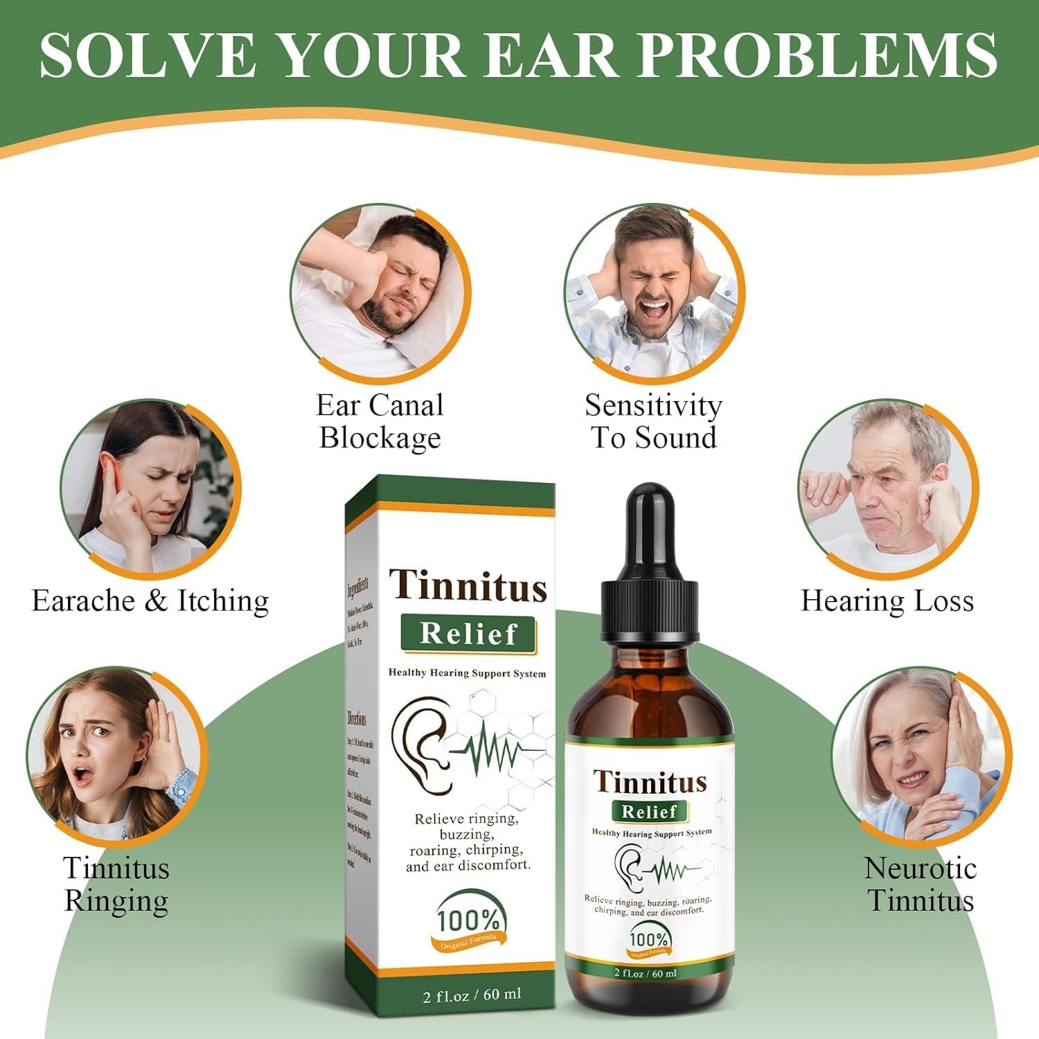 Buy Tinnitus Relief Drops | 100% Herbal Ear Oil for Ringing & Buzzing | Helps Reduce Ear Discomfort & Roaring | Natural Hearing Support Formula | For Men & Women | 60