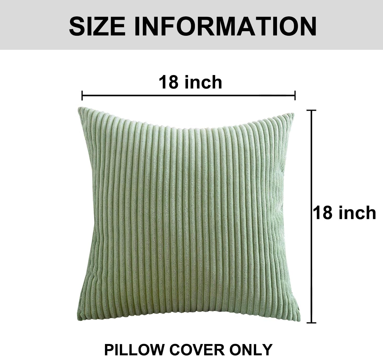 Simple Fashion Style Boho Sage Green Farmhouse Throw Pillow Covers Set of 4 Mordern Forest Green Nordic Cushion Covers Soft Corduroy Home Decor for Couch Bed Sofa Living Room (4, Forest color, 18*18)