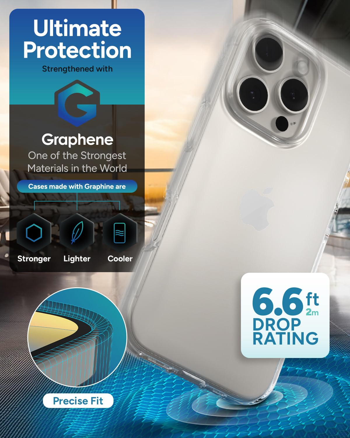 ZAGG Crystal Palace Lite Case for iPhone 16 Pro, Ultra-Slim, Ultimate Drop Protection with Graphene Reinforcement - Image 4