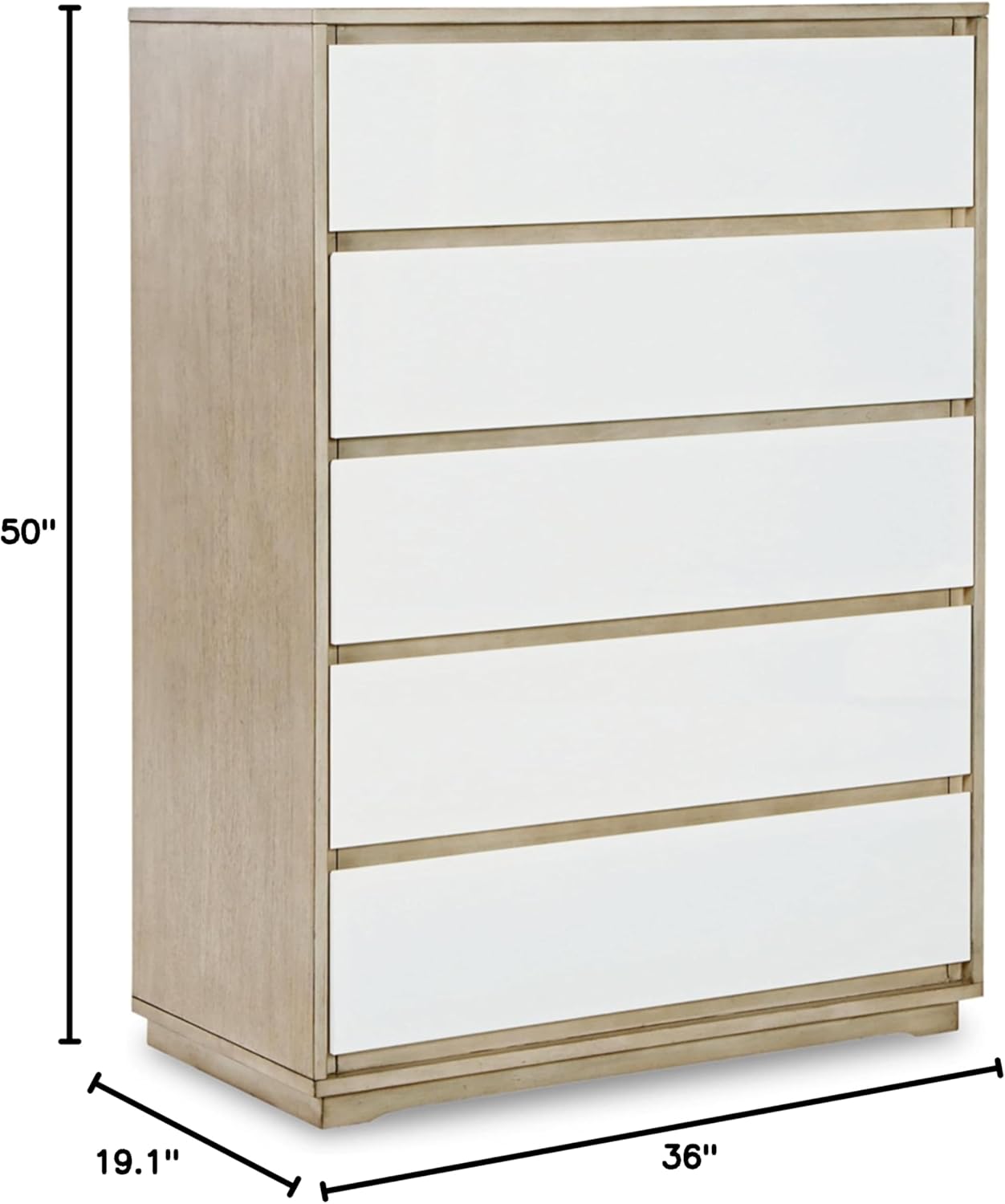 White Glossy 50" Chest of Drawers with Soft Close Dovetail Drawer