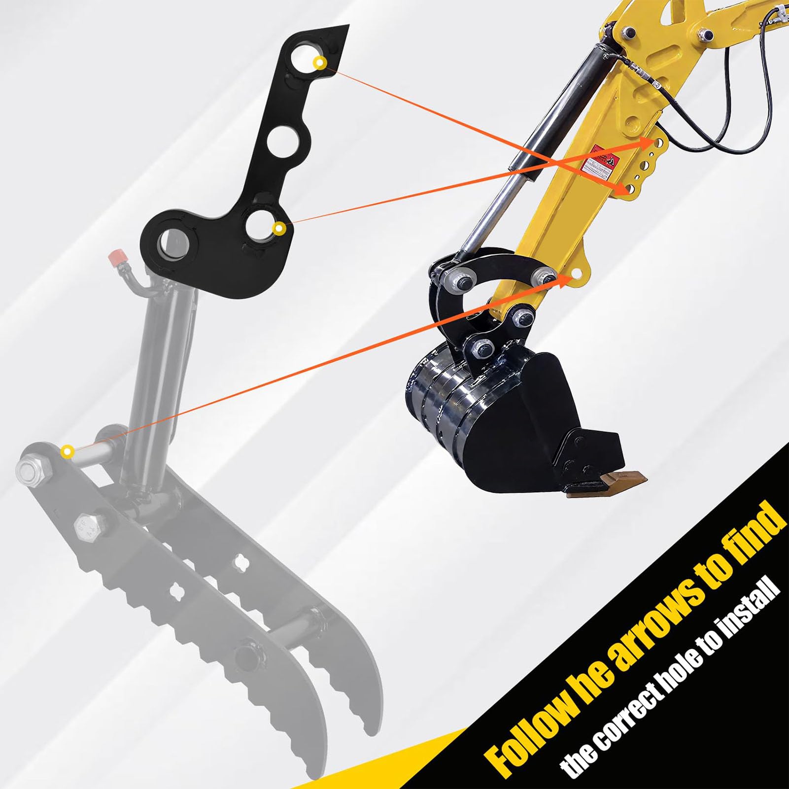 AUNMAS Mini Excavadora Hidráulica Pulgar Soporte Doble Agujero Acero Al
