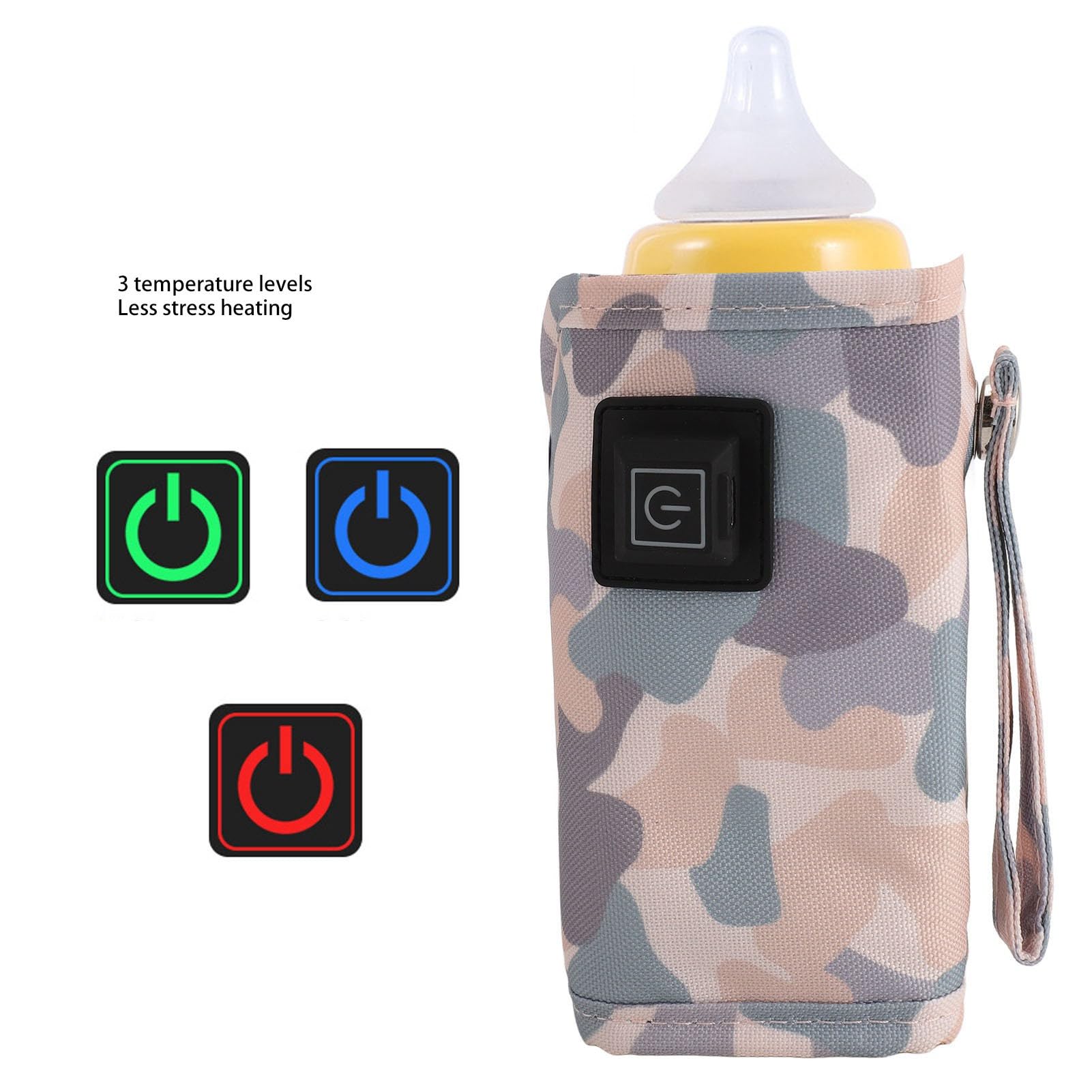 Calentador de Biberón Portátil, Bolsa de Calentador de Leche Recargable USB para Fórmula, Leche Materna, Temperatura Constante Agua Constante Agua para Viajar, Hogar (Gris blanco)